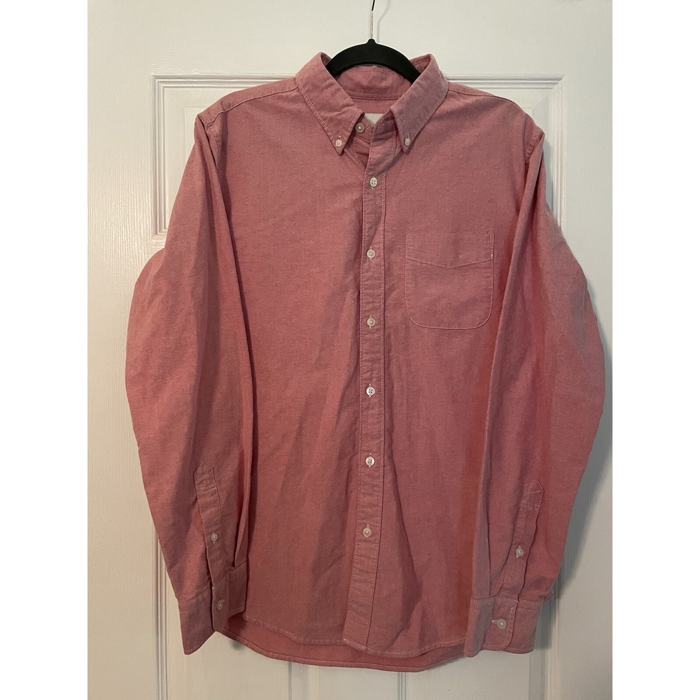American Eagle Button Down Shirt Mens Sz Medium Pink Cotton Long Sleeve Preppy